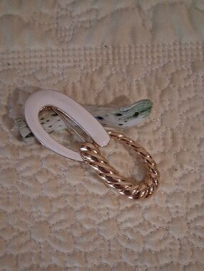 Monet Gold-Tone Rope and White Enamel Brooch